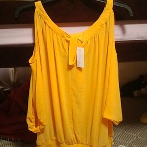 Yellow cold shoulder top